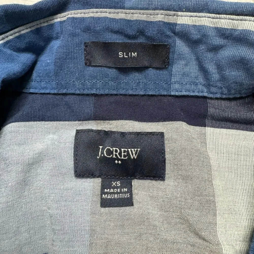 J.CREW Blue Gray Plaid Slim Washed Button Down Shirt Size XS Mens #06134